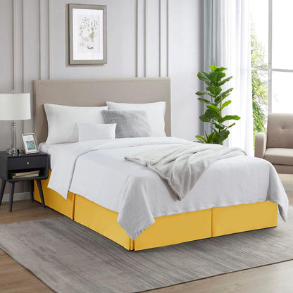 Yellow Bed Skirt Cal King Size - Cal King Bed Skirt 14 Inch Drop - Brushed Microfiber Bed Skirts - Hotel Quality Pleated Bed Skirt - Shrinkage & Fade Resistant