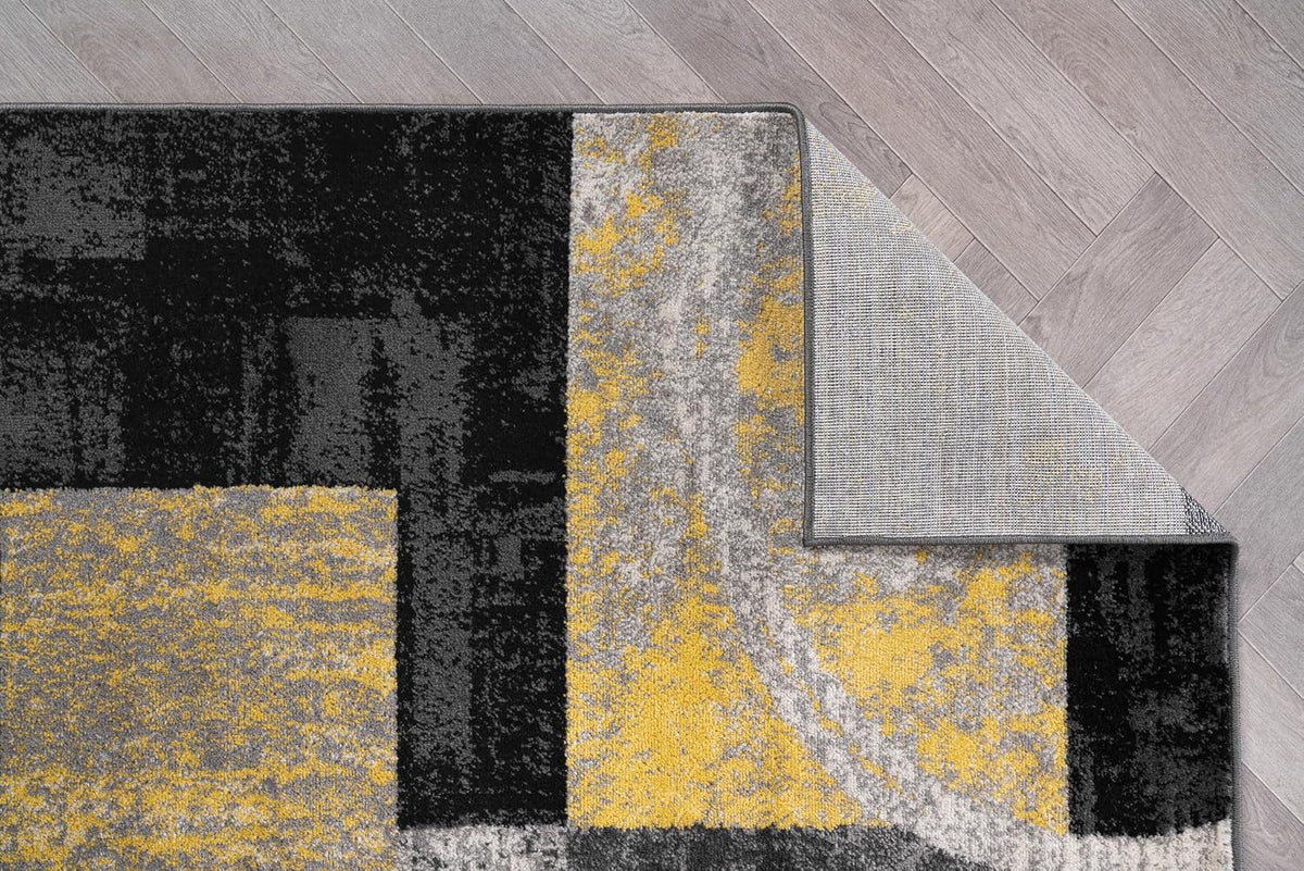 Circle Design Contemporary Fade-Resistant Area Rug Yellow 3'3" x 5'