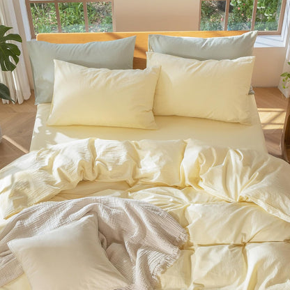 Pillowcase Set of 2 100% Washed Cotton Linen-Like Standard