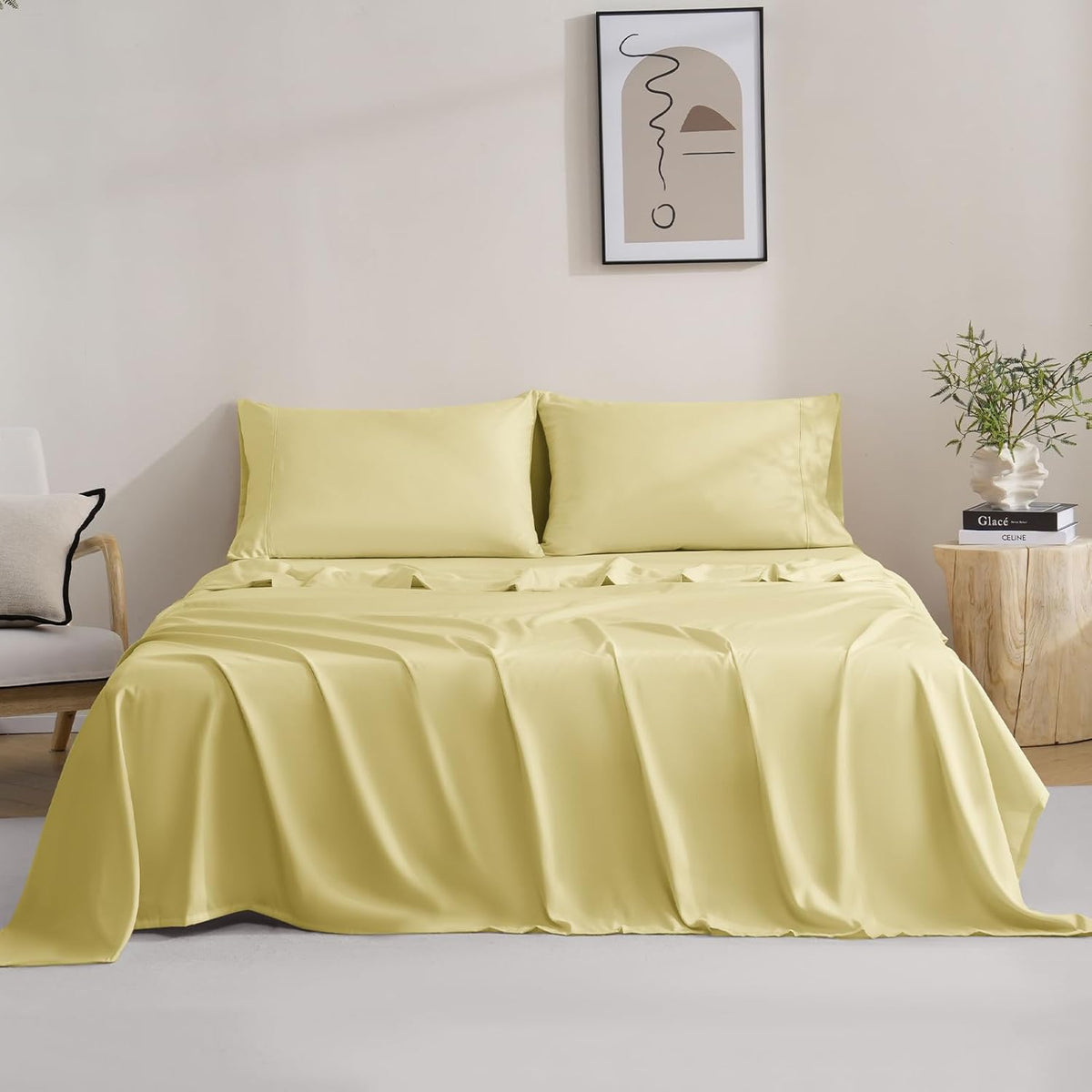 Bedding Twin Sheets Set - Soft Bed Sheets - Cooling Breathable Bedding Set with 16" Deep Pocket (3 Pieces, Twin, Pineapple Yellow)