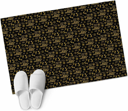 Christmas Winter 2x3 Area Rugs for Living Room, Snowflake Xmas Flower Yellow Black Non Slip Floor Mat Washable Low-Profile Indoor Carpet for Bedroom, Dining Room, Bathroom