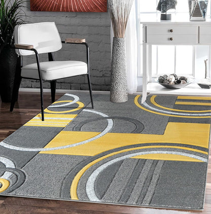 Area Rug Modern Soft Hand Carved Contemporary Floor Carpet with Premium Fluffy Texture for Indoor Living Dining Room and Bedroom Area (4x6, Yellow)