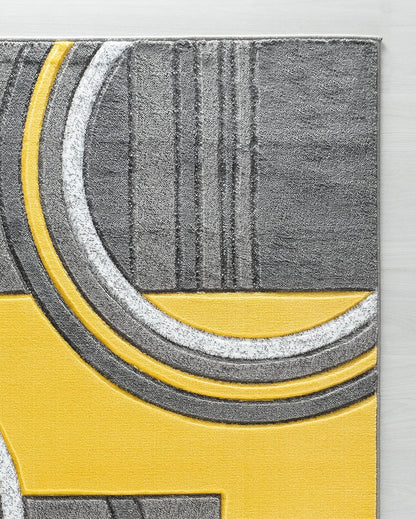 Area Rug Modern Soft Hand Carved Contemporary Floor Carpet with Premium Fluffy Texture for Indoor Living Dining Room and Bedroom Area (4x6, Yellow)