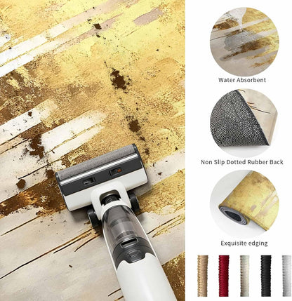 Area Rug Abstract Yellow Beige Non-Slip Indoor Area Rug Modern Art Washable Decorative Floor Carpet for Bedroom Living Room