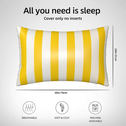 Lemon Yellow Stripes Satin Pillowcase for Hair and Skin,Smooth Cooling Silk Pillow Cases with Zipper Pillow Cover Soft Breathable Pillowcases for Sleeping, Gifts for Women 20"x30"