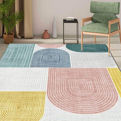 Modern Fashion Abstract Gradient Yellow Area Rugs Living Bedroom Bedside Geometry Carpet Floor Mats Indoor Outdoor Non Slip Kitchen Runner Rug Washable Laundry Room Home Décor 4' X 6'