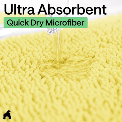 Bath Rug Mat for Bathroom, Absorbent Chenille, 60x24 Yellow