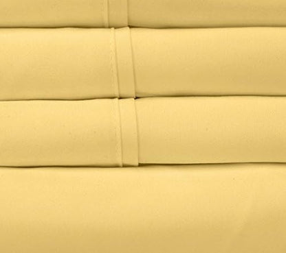 Full Size Bed Sheets - 6 Piece 1500 Supreme Collection Fine Brushed Microfiber Deep Pocket Full Sheet Set Bedding - 2 Extra Pillow Cases, Great Value, Full, Yellow