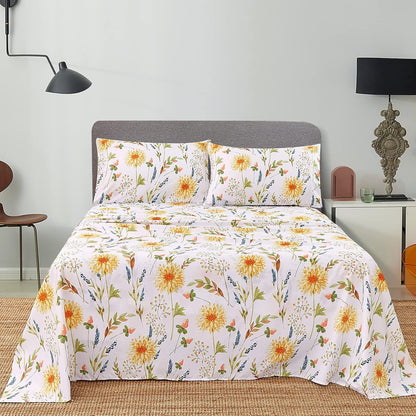Boho Floral Printed Queen Sheet Set Extra Deep Pocket