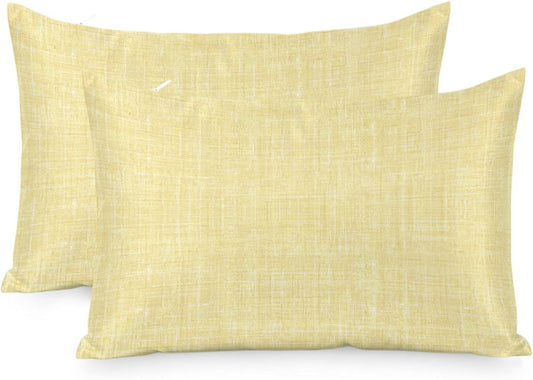 Satin Pillowcases Standard Size, Lemon Yellow Silk Pillow Cases for Hair and Skin with Zipper 2 Pack, Farmhouse Vintage Yellow Solid Color Modern Smooth Throw Pillow Covers for Sleeping, 20"x26"