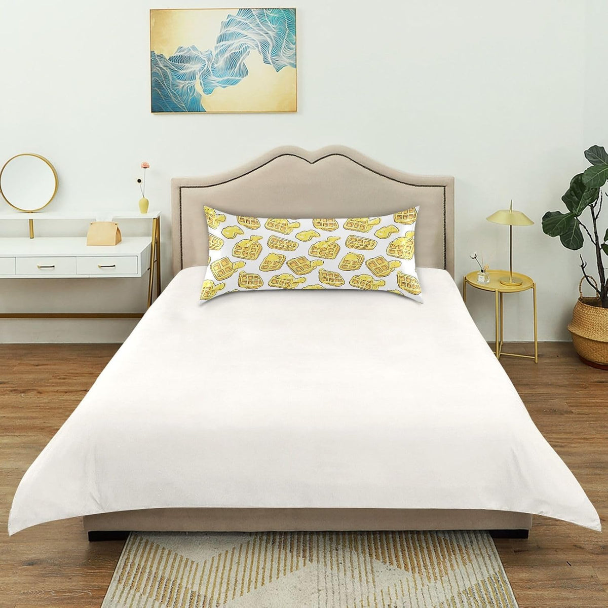 Lemon Yellow Ice Cream Waffle Satin Pillowcase Standard Size 20x26in – Soft Silky Pillow Cover for Hair and Skin, No Zipper Envelope Closure, Single Pack for Bed Couch Bedroom