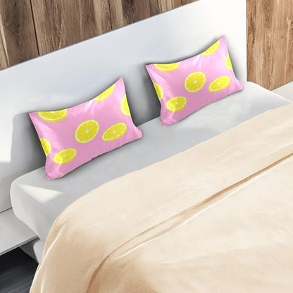 Yellow Lemons Satin Pillowcase for Hair and Skin, Soft Breathable Pillow Case Anti-Wrinkle Cooling Silk Pillow Cover with Envelope Closure for Bedroom, Standard 20 x 26 Inches