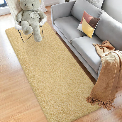 Soft Runner Rugs for Bedroom Shag Runner 2x6 Ft, Light Yellow