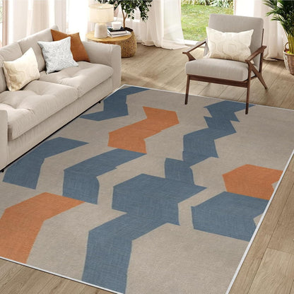3x4ft Abstract Geometry Area Rug – Premium Low Pile Non-Slip Carpet for Living Room, Bedroom & Office – Modern Nordic,Washable Contemporary Home Decor Rug Yellow Q1765