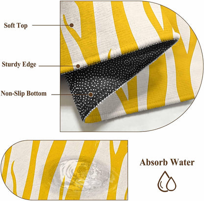 Modernism Line Washable Living Room Rugs 5'x7', Yellow Linear Abstract Composition Low Pile Throw Large Area Rugs Non-Slip Sturdy Edge Binding Carpet for Dining Room Bedside Kitchen